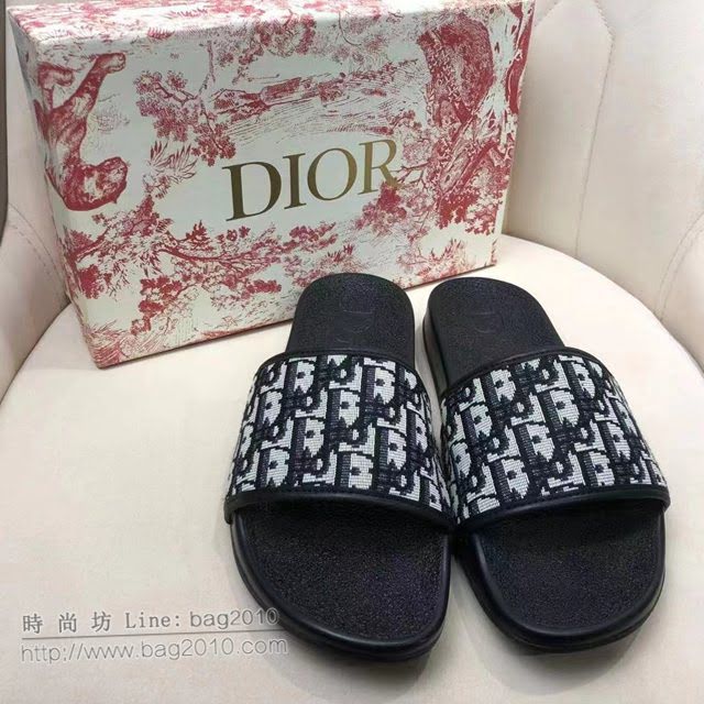 DIOR女鞋 迪奧2021專櫃新款磨砂厚底涼拖 Dior刺繡平拖  naq1514